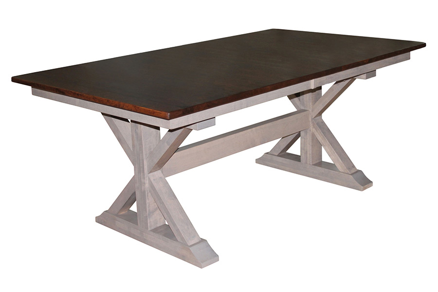 x-base double pedestal dining table